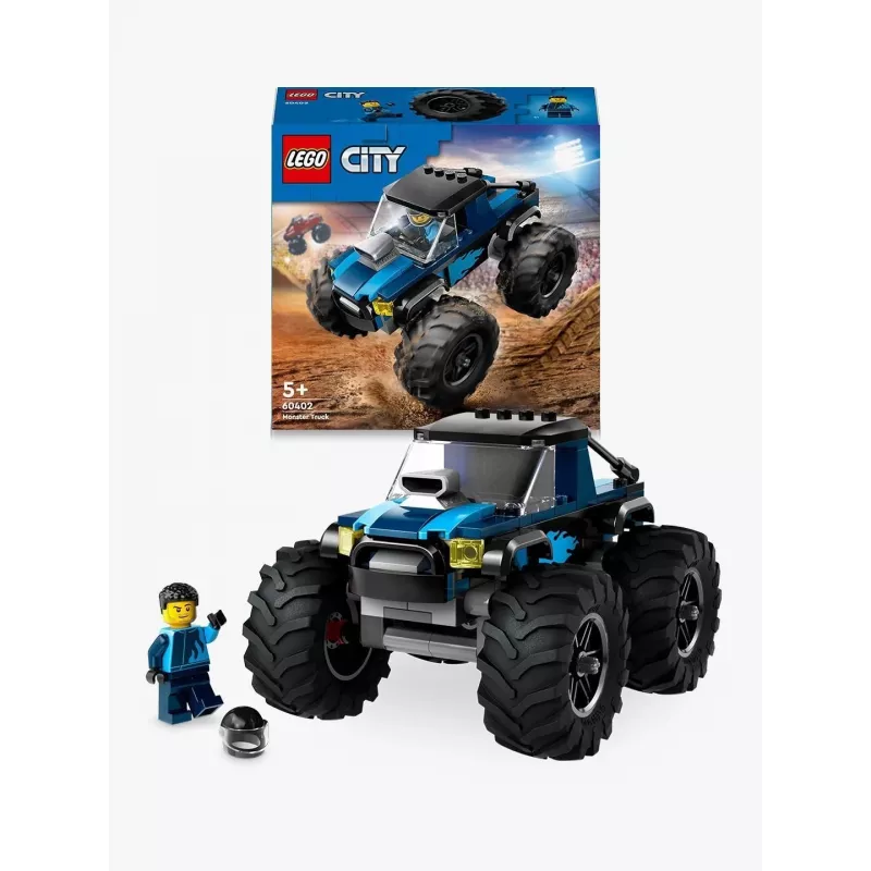 Juguete de construcción LEGO City 60402 Monster Truck azul con ruedas grandes, 148 piezas, 1 minifigura, edad 5+