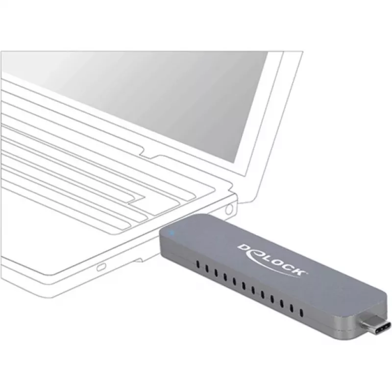 Carcasa externa para M.2 para SSD M.2 NVMe PCIe, carcasa de unidad plateada, con conector USB Type-C y Type-A
