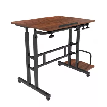 Mesa móvil para portátil Maclean, negra, 80x60 cm, máx. 50 kg, regulable en altura 67-115 cm, MC-124 B