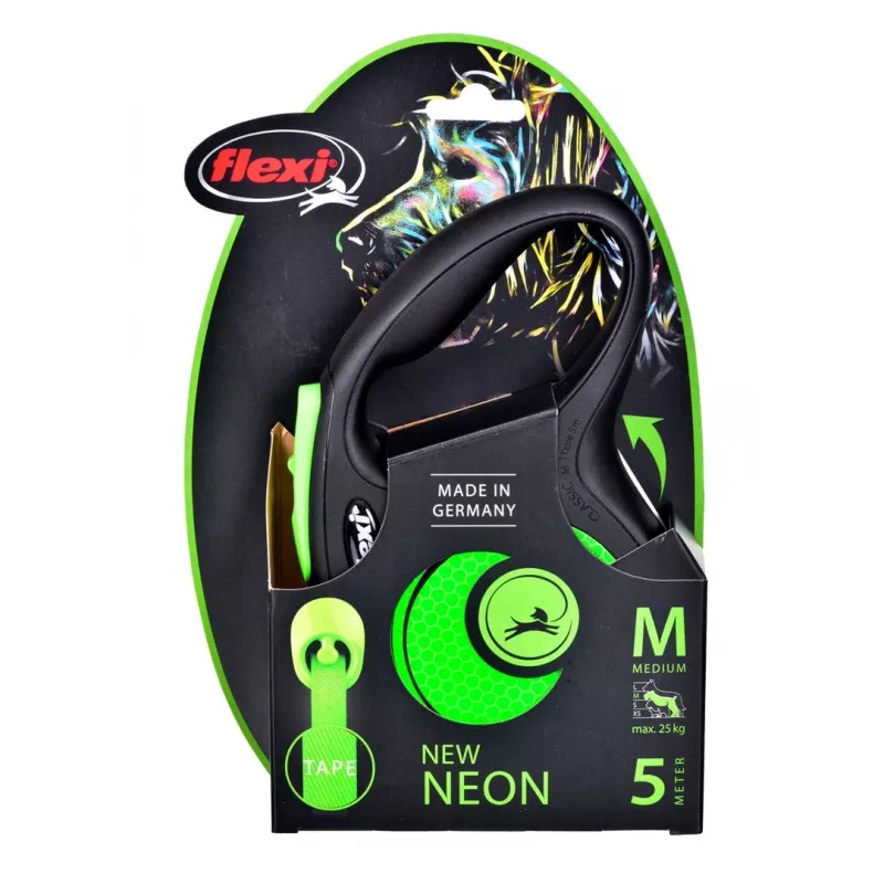 FLEXI new Neon M - correa retráctil - 5 m