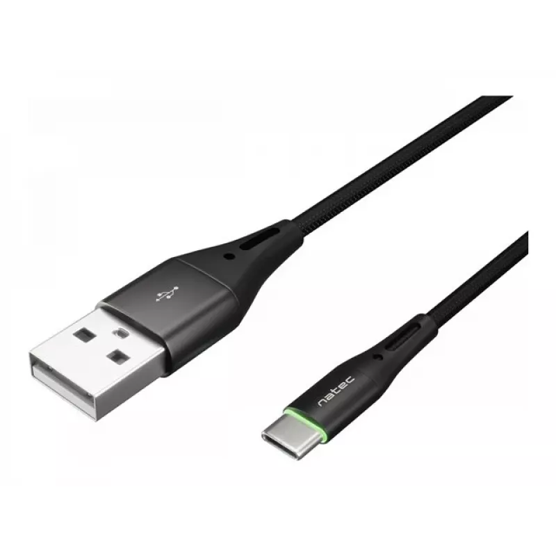 Cable NATEC USB-C/A 2.0 1 m LED negro nailon
