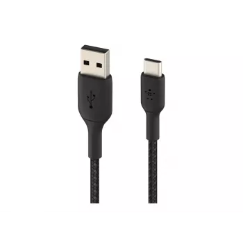 Cable trenzado USB-C a USB-A 15cm negro