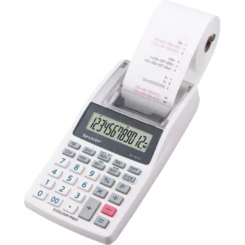 Calculadora de escritorio Sharp EL-1611V financiera gris, blanca
