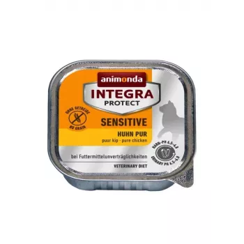Comida húmeda para gatos Animonda Integra Protect Sensitive Pure Chicken 100 g, sin cereales, sin gluten, para gatos adultos, apoyo alergias