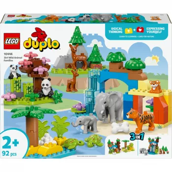 LEGO DUPLO Town Familias de animales salvajes 3 en 1 set de juego 10446 – 92 piezas, a partir de 2 años, 200×220×340 mm