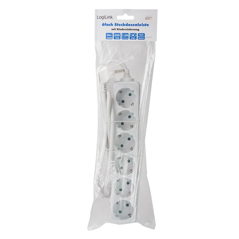 Regleta de alimentación LogiLink LPS238 1.5m 6 tomas AC interior blanco