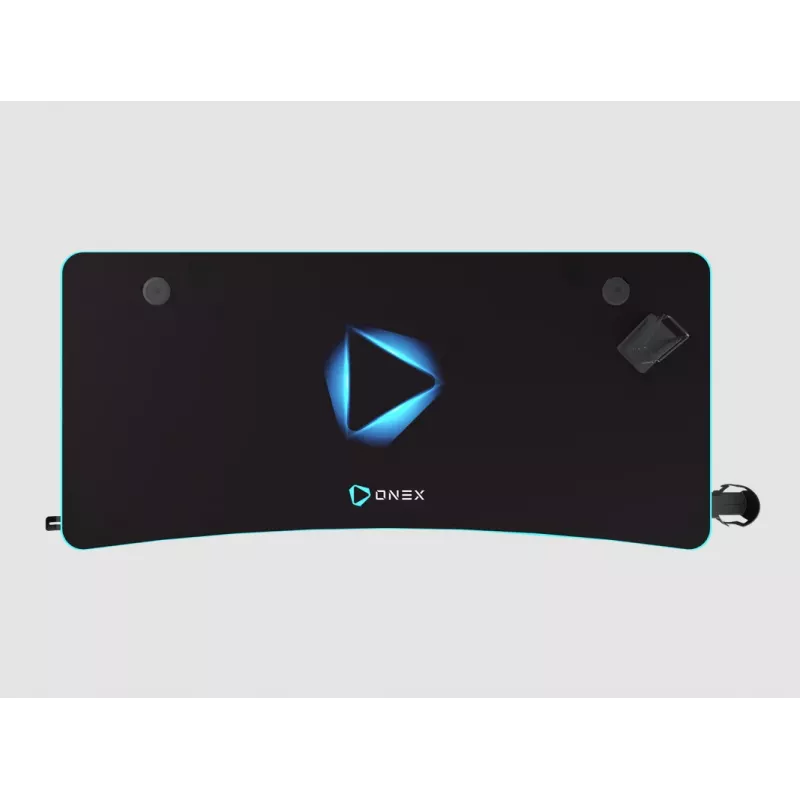 Mesa gaming Onex GD1200H — tablero de 1200 mm con portavasos y gancho para auriculares