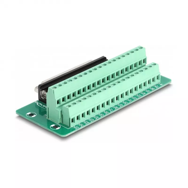 DeLOCK D-Sub de 37 pines conector hembra a regleta de bornes para carril DIN ancho 51 mm fondo 116 mm alto 30 mm