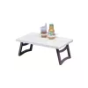 Mesita de noche SUNDO 46710 con asas, estante de estireno blanco, 530×320×200 mm, 2 portavasos, patas plegables, portabotellas