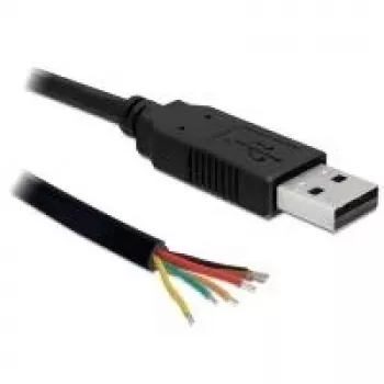 DeLOCK 83116 Cable convertidor de USB 2.0 a Serial UART TTL (5 V), 6 hilos abiertos, 1,8 m, negro
