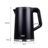 Hervidor de agua IDEAL 1,7 l, carcasa de acero, potencia 1500 W, negro