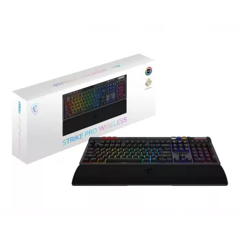 Teclado gaming mecánico MSI Strike Pro W Silent distribución US iluminación RGB, con cable, interruptores táctiles Silent