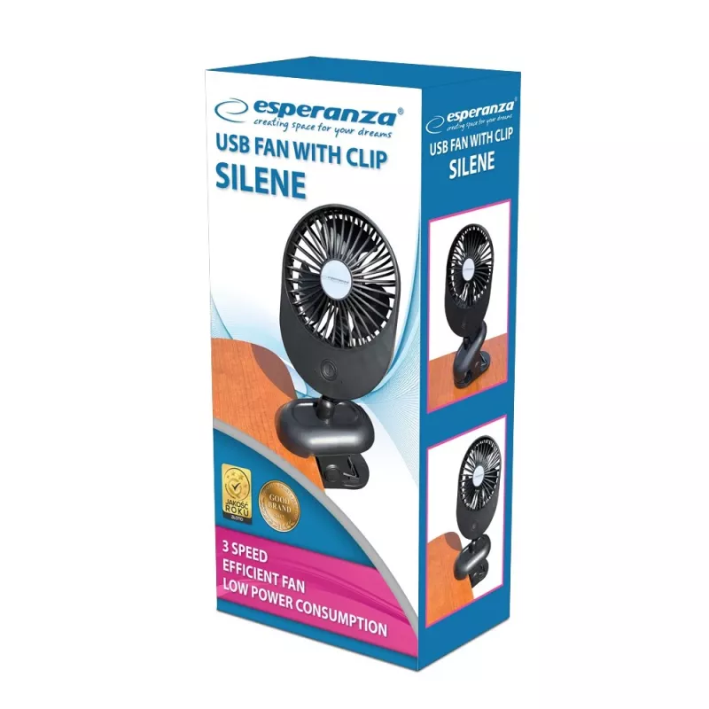 Ventilador Esperanza EHF103K, ventilador USB compacto, NEGRO