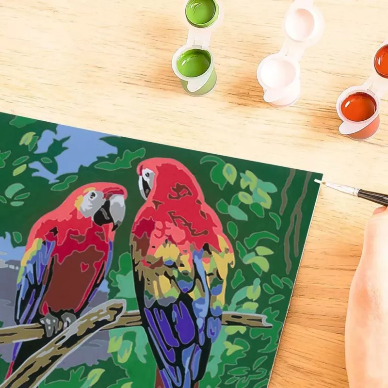 Ravensburger Pintar por números - Loros coloridos