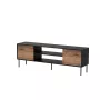 Mueble TV cama meble EF CORTINA 180×40×60 cm, parte superior negra, estructura nogal