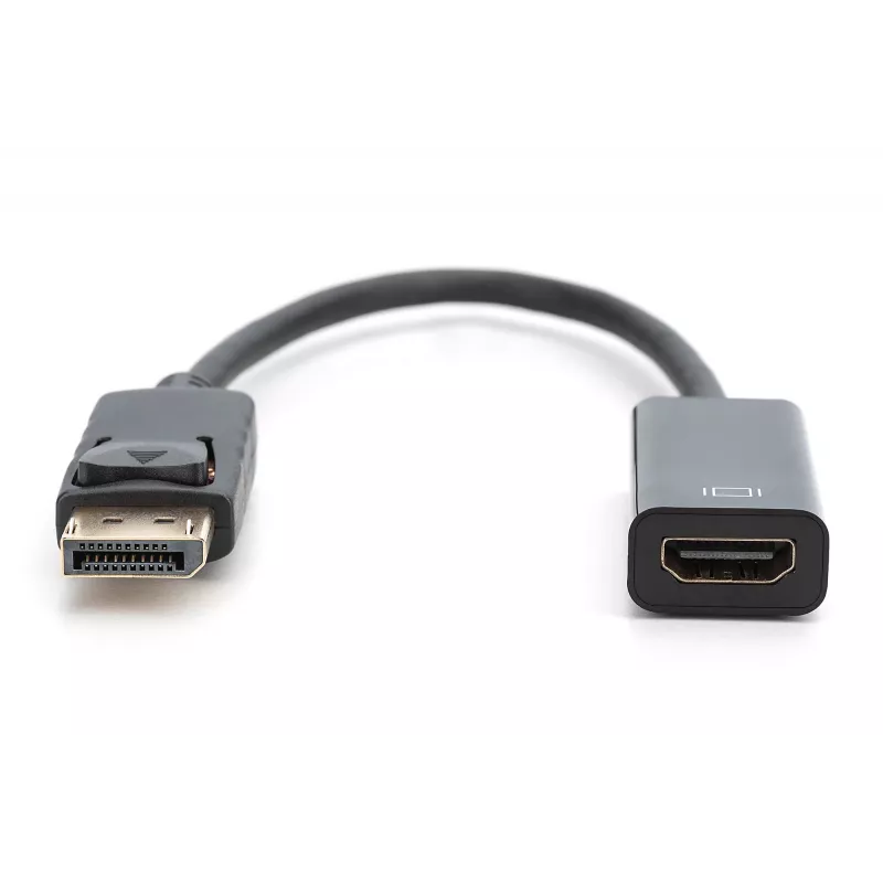 Adaptador DIGITUS, conector macho DisplayPort - conector hembra HDMI A, DisplayPort estándar 1.1a, certificado UL20276, AWG28 (DB-340400-001-S)