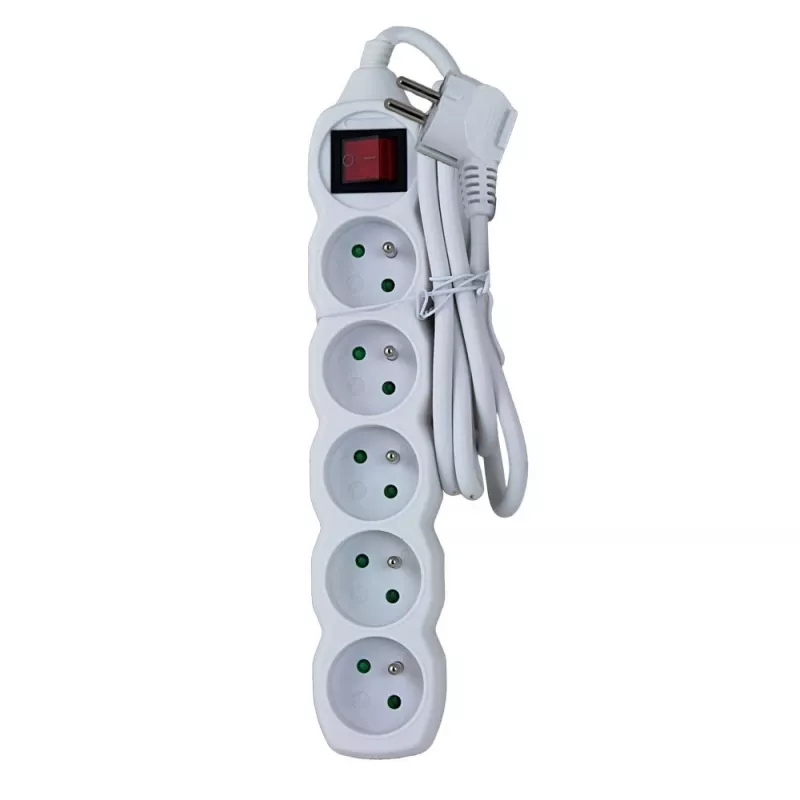 Regleta ESPERANZA ELK214W 1,5 m, 5 tomas de red tipo E, para interiores, blanca
