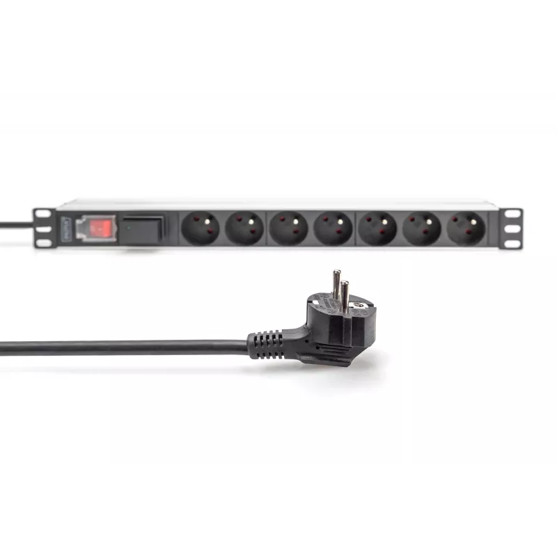 Regleta de enchufes Digitus con perfil de aluminio 7 tomas CEE 7/5 cable de 2 m