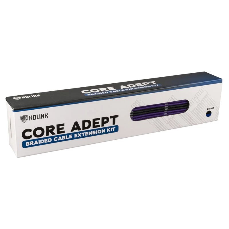 Kolink Core Adept Kit de Extensión de Cables Trenzados - Jet Negro/Titán Morado