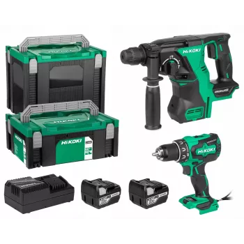 Atornillador a batería Hikoki set de batería 18 V DS18DBS+DH18DBL con 2 baterías de 5 Ah