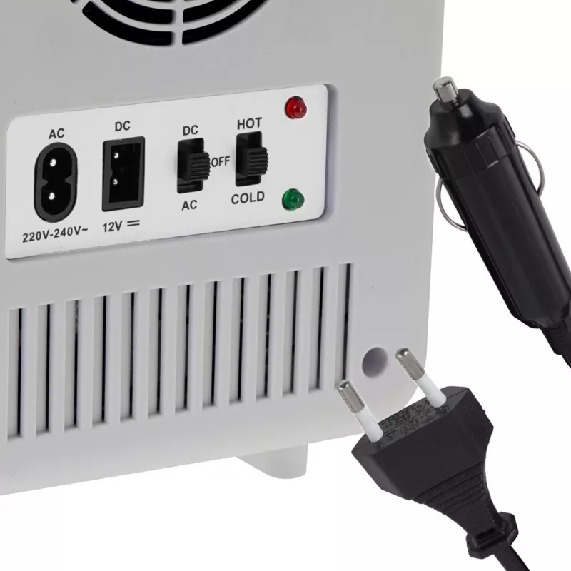 Mininevera Adler AD 8084G — compacta gris 12V/230V, capacidad 4 L, portátil, puerta con bisagra a la derecha