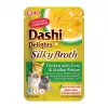 Snack húmedo para gatos INABA Dashi Delights – pollo con atún y vieira, sobre de 40 g, 93 % de humedad, 5,5 % de proteína