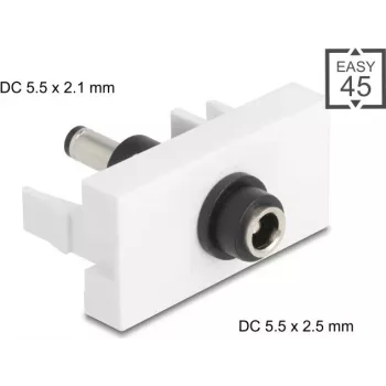 Conector DELOCK Easy 45 Módulo DC 5,5×2,5 mm a DC 5,5×2,1 mm, Modelo 90864