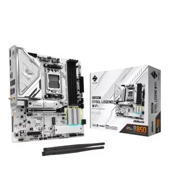 Placa base ASRock B850M Steel Legend WiFi — AMD B850, socket AM5, microATX, DDR5, 4 DIMM, Wi-Fi 7, 2.5Gb LAN