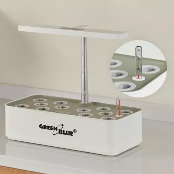Sistema inteligente de cultivo de plantas de interior GreenBlue, maceta SMART, capacidad 4L, para 12 plantas, LEDs de espectro completo, GB133