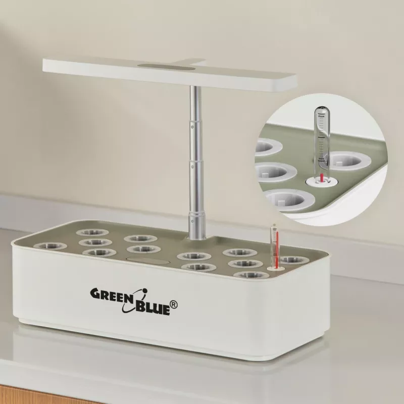 Sistema inteligente de cultivo de plantas de interior GreenBlue, maceta SMART, capacidad 4L, para 12 plantas, LEDs de espectro completo, GB133