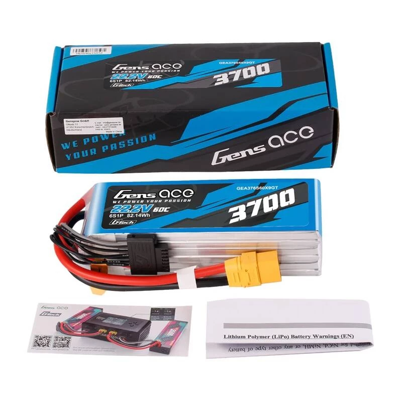 Gens Ace G-Tech GEA376S60X9GT batería LiPo 3700 mAh 22,2 V 60C 6S1P, XT90