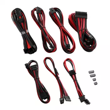 CableMod C-Series PRO RM kit de cables de fuente de alimentación Black Label CM‑PCSR‑16P3KIT‑NKKR‑R — cables modulares de PSU con funda negro-rojo