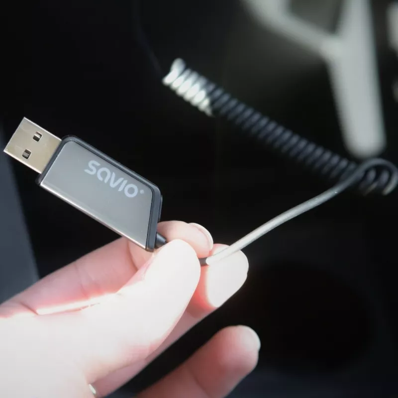 Savio TR-16 adaptador transmisor AUX con función manos libres, Bluetooth 5.3, Google Assistant/Siri