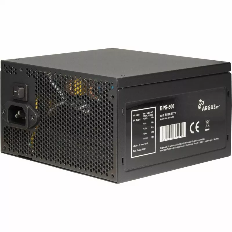 Fuente de alimentación Inter-Tech ArgusNT BPS-500 500 W 20+4 pin ATX ATX Negra
