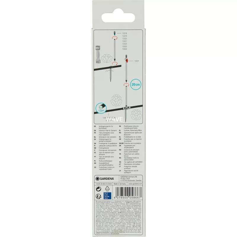 Pieza para sistema de riego Gardena 13326-20 plástico negro 200 mm 5 uds.