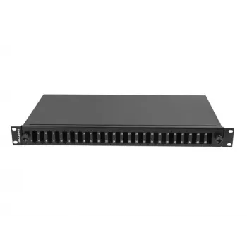 Patch panel 1U Lanberg FOP1-24SD-LQB acero negro montaje en rack