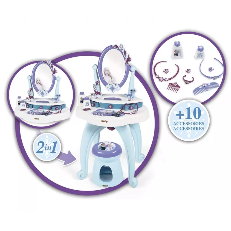 Tocador 2 en 1 Smoby Frozen azul lila 3 a 6 años