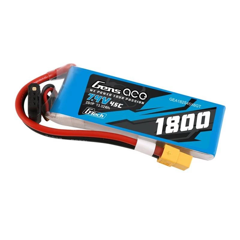 GensAce G-Tech LiPo 1800mAh 7.4V 45C 2S1P XT60 Batería
