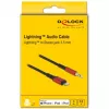 Delock - Cable Lightning a conector de auriculares - Lightning macho a mini-phone estéreo 3,5 mm macho - 50cm - Negro, Rojo (86586)