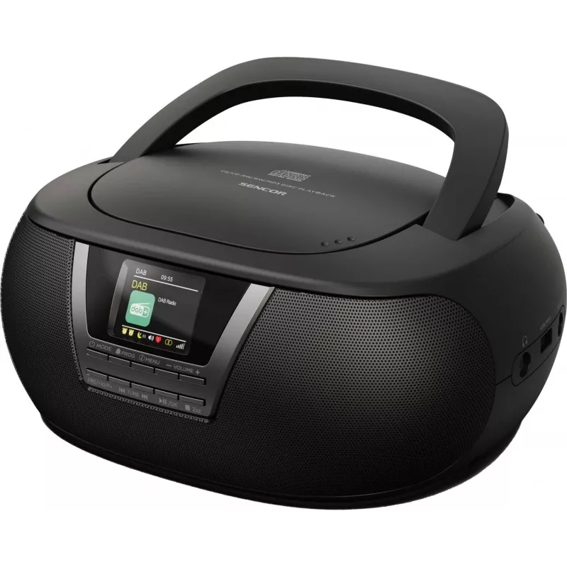Sencor SPT 6200DB boombox con reproductor CD/MP3 y radio, DAB+/FM, Bluetooth, USB, AUX, 3 W, negro