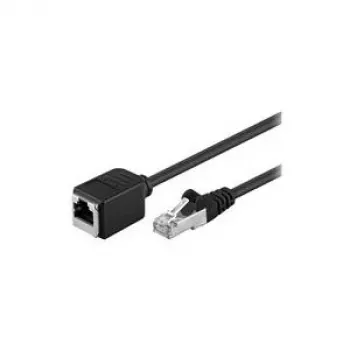 Wentronic Goobay Cable de extensión CAT 5e F/UTP, negro, 3 m - material de cobre, conector macho RJ45 (8P8C) conector hembra RJ45 (8P8C) (91883)