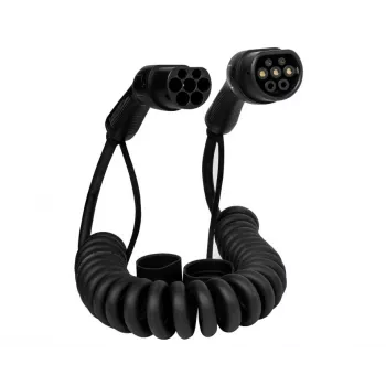 Cable de carga DEFENZO SPIRO AC11 5 m USB Type-C carga rápida, conector de vehículo Type 2, 11 kW, IP55
