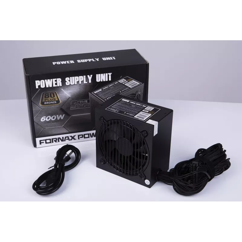 Fuente de alimentación ATX 80+Bronze 600W PFC activo, ventilador de 12 cm