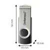Memoria USB Intenso Office Line, 64 GB, USB-A, 3.2 Gen 1x1, negro-plata, 64 GB, USB Type-A, 3.2 Gen 1 (3.1 Gen 1), anillo giratorio, negro, plata