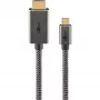 Cable adaptador trenzado USB, conector macho USB-C > conector macho HDMI, 4K / 60Hz (negro/plata, 2 metros)