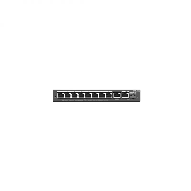 Switch L2 gestionado RUIJIE RG-ES210GS-P — 10x Gigabit RJ-45, 2x SFP, 8x puertos PoE+, presupuesto PoE 120W, gestionado en la nube