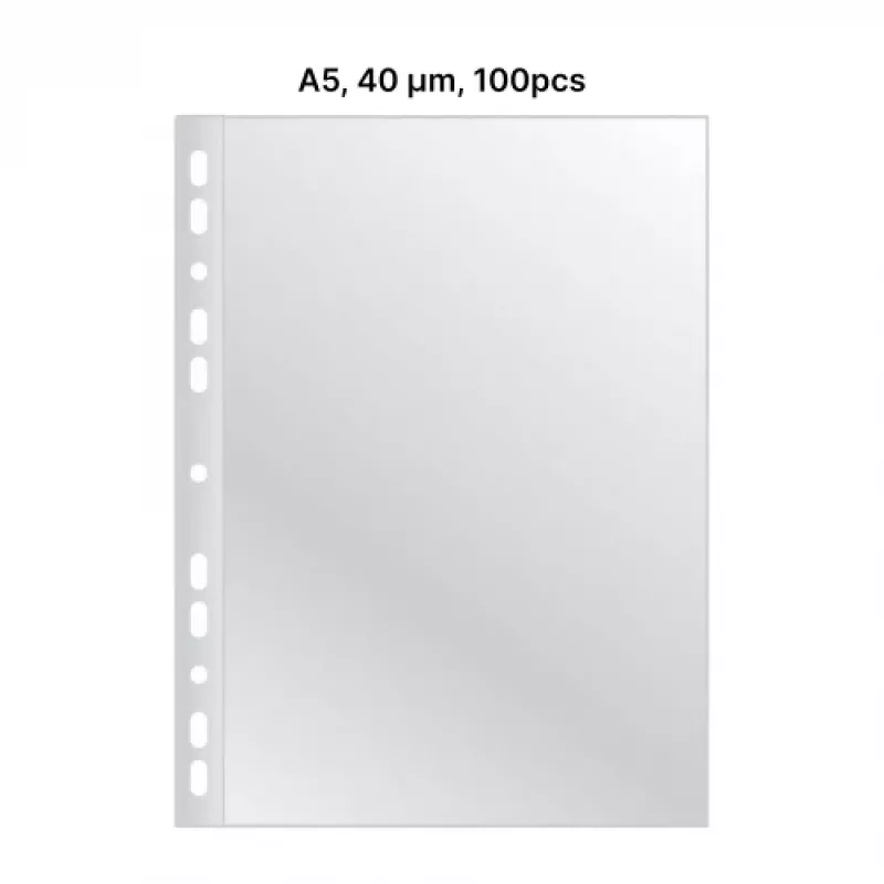 AD Class funda perforada cristal transparente A5 40 µm, bolsa de 100 uds.