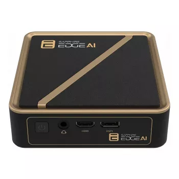 Barebone de sobremesa Sapphire EDGE AI 350 con soporte de memoria DDR5 y salida HDMI