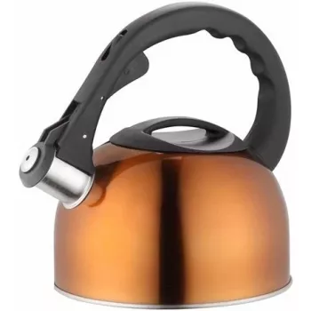 Hervidor de agua LAMART LT7003 2L tetera de acero inoxidable con silbato, asa y tapa de plástico, Ø18 cm