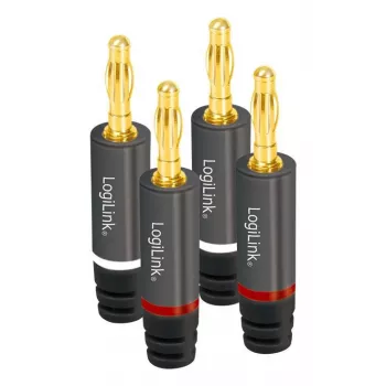 LogiLink Set de conectores banana, 4 piezas (2 pares) para diámetro de cable hasta 4 mm², diseño atornillado - 1 unidad (CA1212)